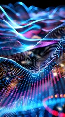 Poster - Vibrant 3D Rendered Abstract Digital Patterns and Shapes Background