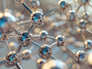 Poster - Interconnected Quantum Nodes Captivating 3D Rendered Molecular Patterns