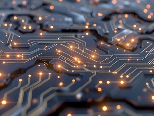 Poster - Intricate Quantum Circuit Patterns Depicting Advanced Digital Technology