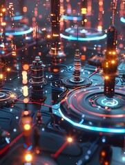 Poster - Futuristic Tech Nodes with 3D Rendered Geometric Design