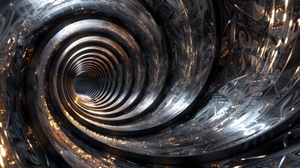 Poster - Futuristic Digital Swirls Captivating 3D Rendered Abstract Fractal Patterns