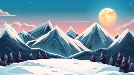 Poster - A flat design background with mountain peaks creating a wave pattern across the top, with free copy space below for text