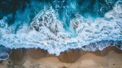 Wall Mural - waves on the beach in a photo from above