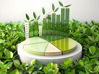 Aufkleber - green finance allocation visualized in colorful pie chart with leaf motif