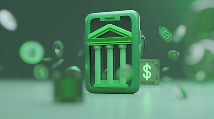 Poster - eco friendly digital banking app icon with green geometric design