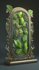 Poster - sustainable finance award plaque with leaf patterns and green themes