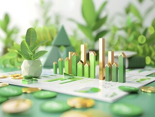 Poster - green finance initiative report 3d rendered eco friendly financial infographic design