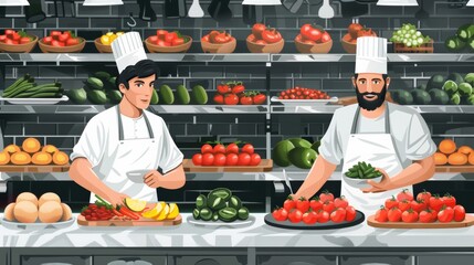 Wall Mural - Culinary Market Illustration