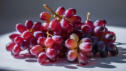 Poster - some grapes that are on top of a white plate with some green and red ones