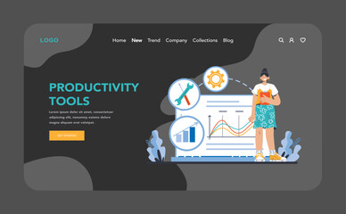 Poster - Productivity boosting concept. Flat vector illustration