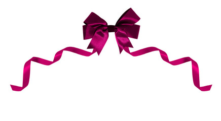 Wall Mural - Magenta ribbon with bow, PNG image transparent and white background