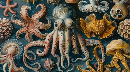 Wall Mural - Illustration of Deep Sea Life