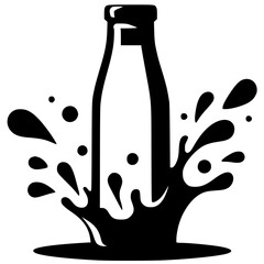 Naklejka na meble Silhouette of a bottle of fresh milk