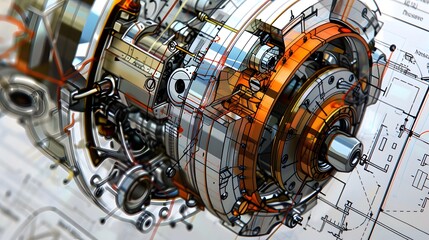 Poster - a close-up view of a detailed mechanical component, with annotations and callouts highlighting specific dimensions and features, showcasing the precision and attention to detail required in detail dra