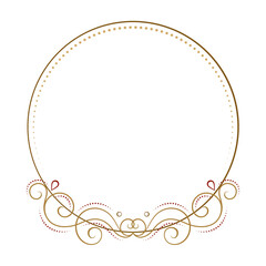 Wall Mural - Vector round floral frame with vintage style curves and swirls decoration.