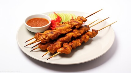 Wall Mural - Chicken satay Isolated on white background 