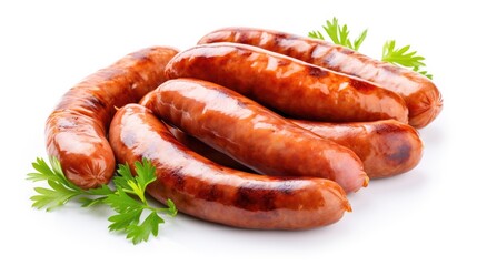 Sticker - sausages isolated on white background 