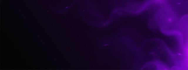 Poster - dark background with purple smoke cloud and bright flying sparks. realistic 3d vector illustration o