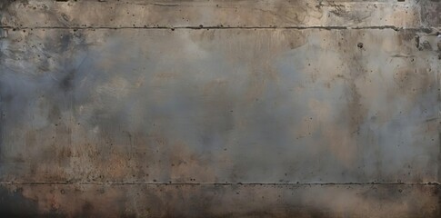 Wall Mural - metal panel texture on a concrete wall with a black line in the foreground