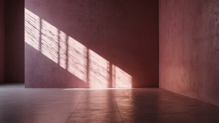 Pink empty room with wall with window shadow Generative AI