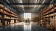© Yaqoob - Granater AI A warehouse filled with neatly stacked boxes on shelves.