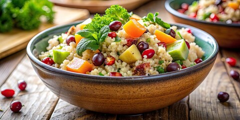Wall Mural - Colorful quinoa salad with pomegranate seeds and herbs.