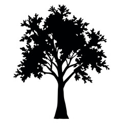 Sticker - Big Tree vector silhouette black color illustration, a tree with branches vector silhouette