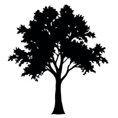 Sticker - Big Tree vector silhouette black color illustration, a tree with branches vector silhouette