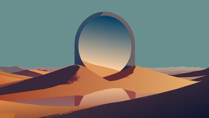 Wall Mural - Surreal Desert Gateway: Dusk Colors and Abstract Landscape