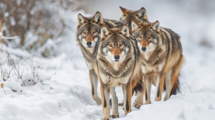 Canvas Print - Wolves in the Snow Field 