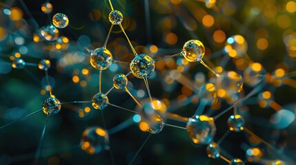 Poster - Closeup abstract blue transparent molecular background image in science and technology concept.