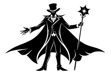 magician silhouette vector illustration