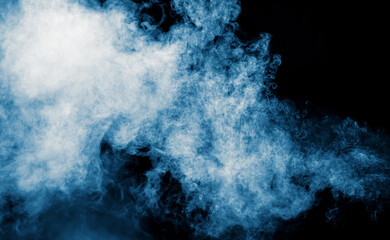 Wall Mural - Blue smoke isolated black background