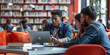© WD Stock Photos - Diverse Group of Students Collaborating on a Project in a Modern Library