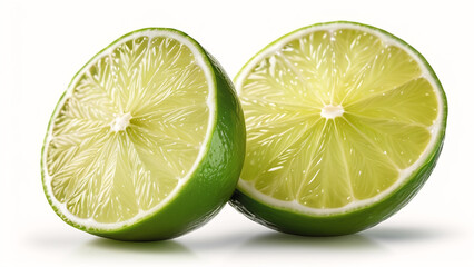 Canvas Print - fresh lime slicecs isolated on white background