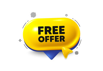 Fototapete - offer speech bubble 3d icon. free offer tag. special offer sign. sale promotion symbol. free offer c