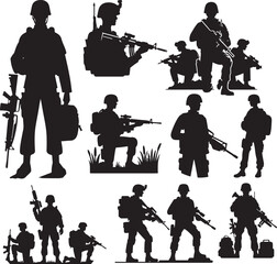 Wall Mural - Flat design soldier silhouette