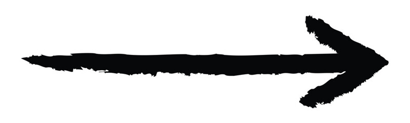 Poster - brush stroke arrow. hand drawn right direction arrow. png and vector illustration on transparent bac