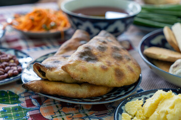 Wall Mural - A plate of food with a couple of tortillas on it