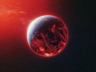 Wall Mural - Red hot planet seen from space, illustrating the concept of global warming