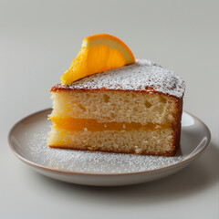 Wall Mural - Delicious Orange Cake Slice on a Ceramic Plate