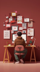 Canvas Print - A person sitting at a desk with a computer