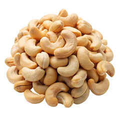 Pile of cashew nuts isolated on white background