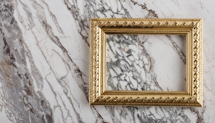 Sticker - Golden frame on a marble background