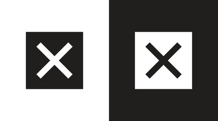 Square cross Icon. Cancel icon. Close icon. Vector