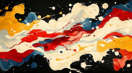 Poster - A striking painting featuring a wave with vibrant multicolored swirls against a deep black background.