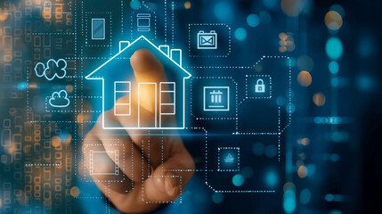 Poster - A hand interacting with a home symbol on a digital display