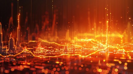 Aufkleber - Stock market or financial graph and line chart with business background, orange color light. Futuristic stock candlestick charts for wallpaper. Generative AI.