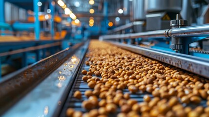 Wall Mural - Close-up of a modern soda can production line, showcasing the clean and efficient process in a high-tech food plant