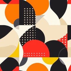 Poster - A seamless pattern with an abstract modern background featuring bold shapes and contrasting colors, arranged in a harmonious layout